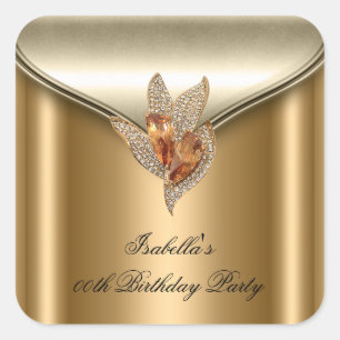 Sticker Carré Grand Elégant bronze Brown or fête d'anniversaire