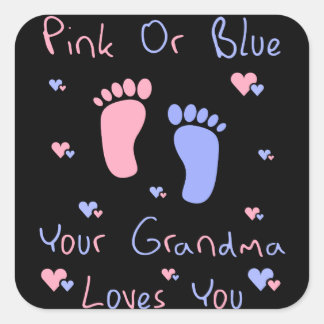 Sticker Carré grand-mère rose ou bleu vous aime sexe révéler