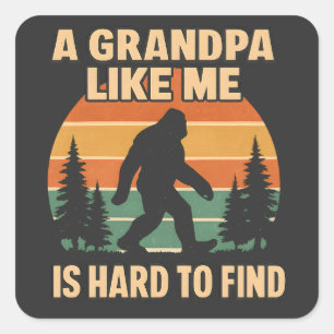 Sticker Carré Grand-père Bigfoot Vintage Retro Sasquatch Drôle