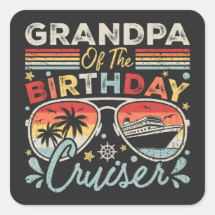Sticker Carré Grand-père de l'anniversaire Cruiser vacances