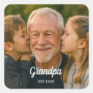 Sticker Carré grand-père EST photo personnalisée