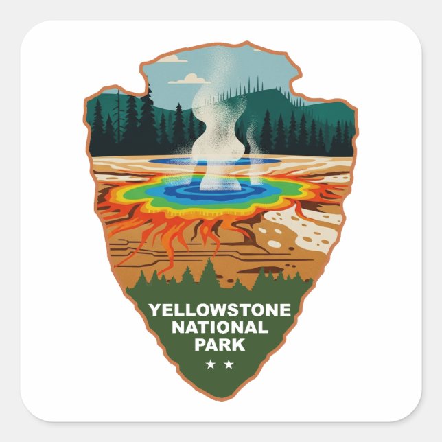 Sticker Carré Grand Prismatic Spring Yellowstone Arrowhead (Devant)