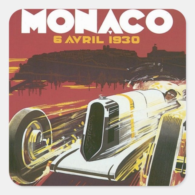 Sticker Carré Grand Prix vintage Monaco (Devant)