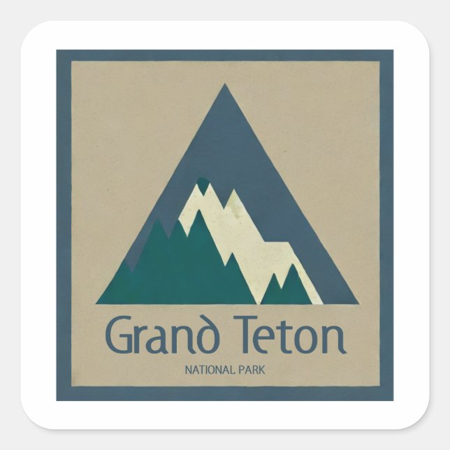 Sticker Carré Grand Teton National Park Rustic (Devant)