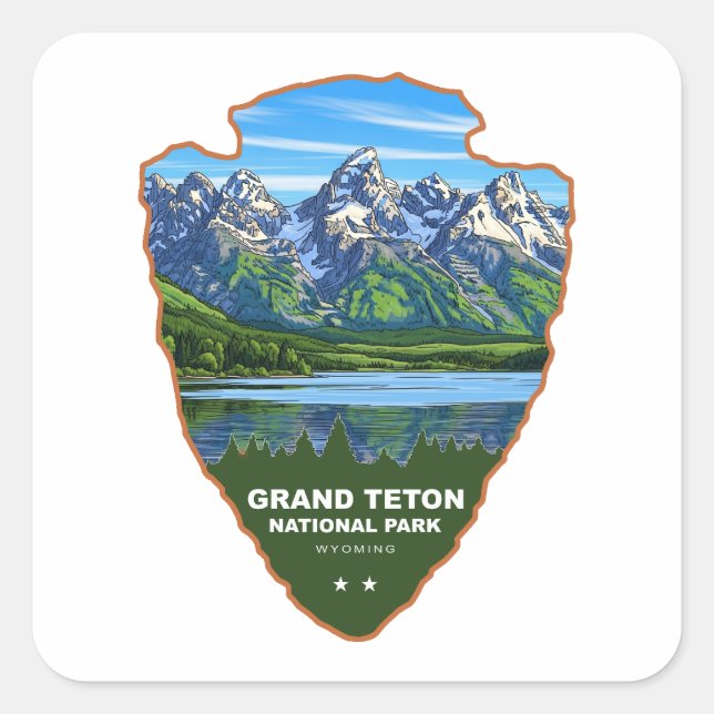 Sticker Carré Grand Teton National Park Wyoming Arrowhead (Devant)