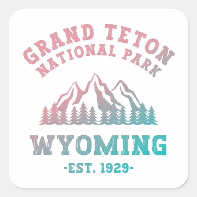 Sticker Carré Grand Teton National Park Wyoming USA Gradient (Devant)