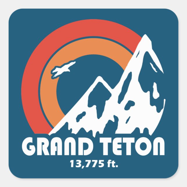 Sticker Carré Grand Teton Sun Eagle (Devant)