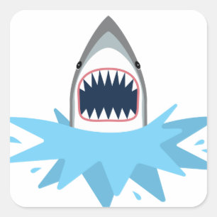 Sticker Carré Grande bande dessinée de requin blanc