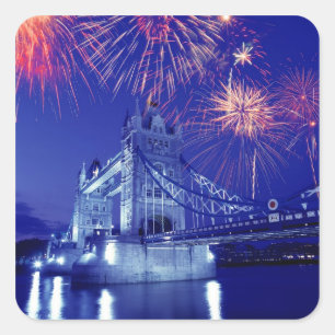 Sticker Carré Grande-Bretagne, Londres. Feux d'artifice au-dessu