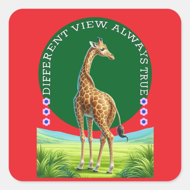 Sticker Carré grande girafe debout (Devant)