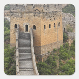 Sticker Carré Grande Muraille de Chine à Jinshanling, Chine, Asi