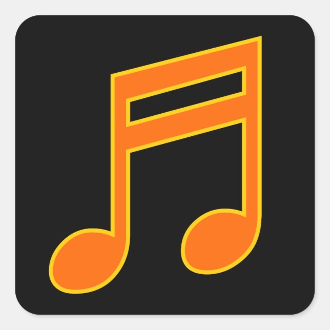 Sticker Carré Grande note musicale orange et jaune (Devant)