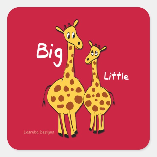 Sticker Carré Grande petite girafe (Devant)