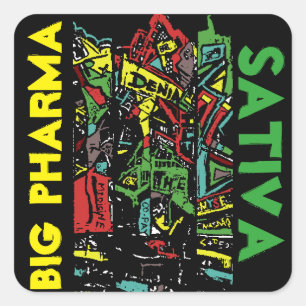 STICKER CARRÉ GRANDE PHARMA SATIVA