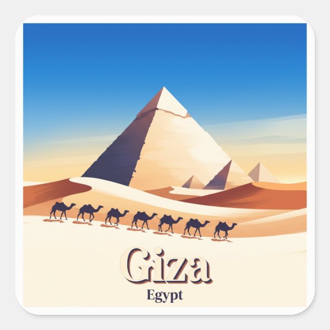 Sticker Carré Grande Pyramide de Gizeh Égypte (Devant)