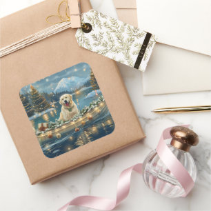 Sticker Carré Grande Pyrénées Noël Festive Voyage