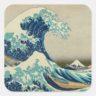 Sticker Carré Grande vague au large de Kanagawa & Art japonais /
