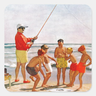 Sticker Carré Grands petits poissons de Polonais par Richard