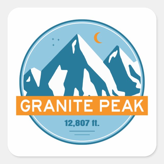 Sticker Carré Granite Peak Montana Stars Lune (Devant)