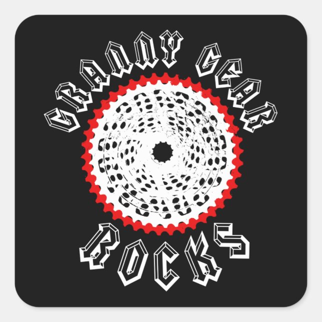 Sticker Carré Granny Gear Rocks Cycling (Devant)