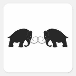 Sticker Carré Graphique de 2 mammouths