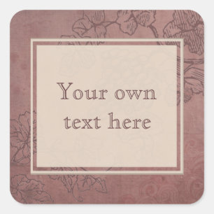 Sticker Carré Graphique de vin de Bourgogne Texte personnalisé