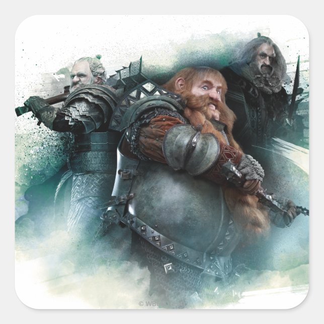 Sticker Carré Graphique Dori, Bombur & Oin (Devant)