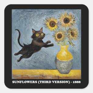 Sticker Carré Graphique en mème de chats de tournesol