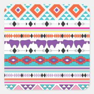 Sticker Carré Graphique motif de la tribu Aztec