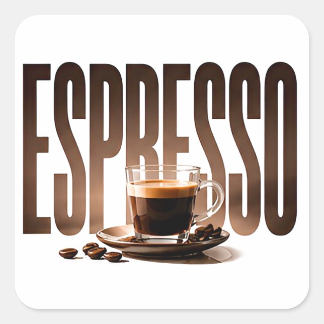 Sticker Carré Graphisme éditorial de café de luxe Espresso (Devant)