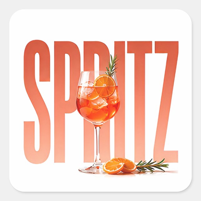 Sticker Carré Graphisme éditorial de cocktail de luxe Spritz  (Devant)