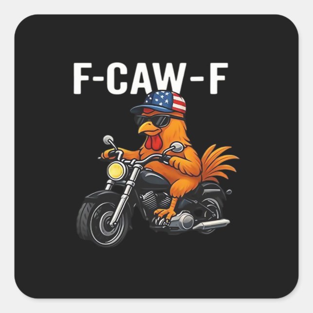 Sticker Carré Graphisme esthétique classique de poulet F-Caw-F (Devant)