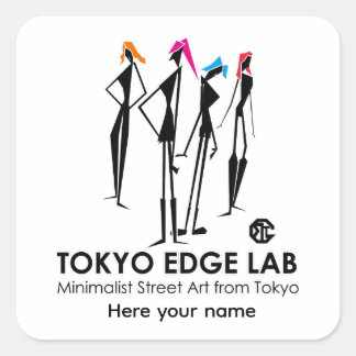 Sticker Carré Graphisme Filles K-Pop Urbaines Modernes - Tokyo E