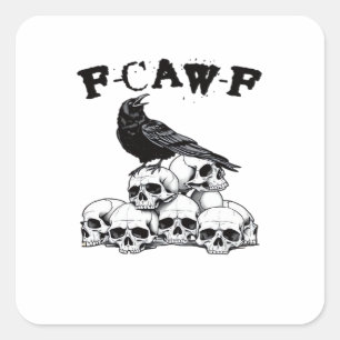 Sticker Carré Graphisme Halloween crâne de corbeau corneille got