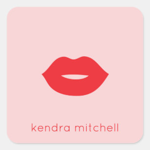 Sticker Carré Gras minimaliste Lèvres rouges Logo Artiste maquil
