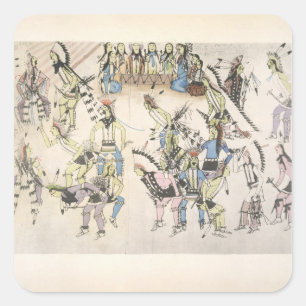 Sticker Carré Grass dance (ink on paper)