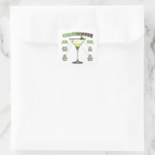 Sticker Carré GRASSHOPPER Cocktail Recette Art