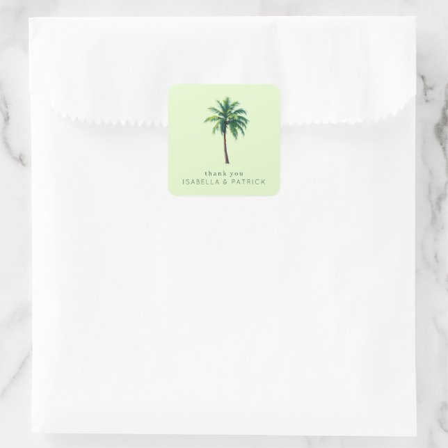 Sticker Carré Grateful Green Tropical Palm Tree (Sac)