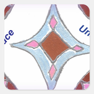 Sticker Carré "Gratitude Peace Love Unite" Mandala Art Imprimer