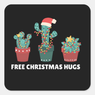 Sticker Carré Gratuit Enceintes de Noël Funny Cactus Carré Plant