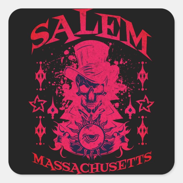 Sticker Carré Grave Faucheuse Salem Massachusetts (Devant)
