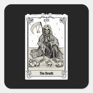 Sticker Carré gravure tarot de la mort XIII