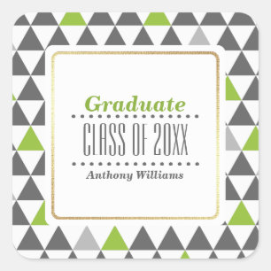 Sticker Carré Gray Motif géométrique vert graduation personnal