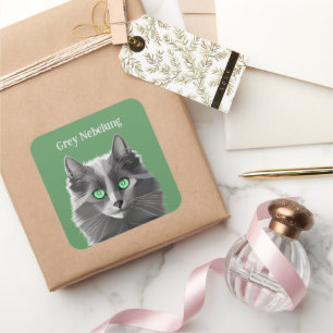Sticker Carré Gray Nebelung Chat avec des mots personnalisés