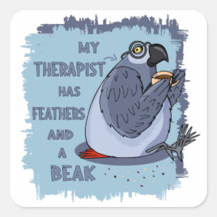 Sticker Carré Gray Parrot Therapist - Drôle idée cadeau pour l