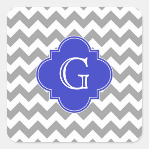 Sticker Carré Gray White Chevron Cobalt