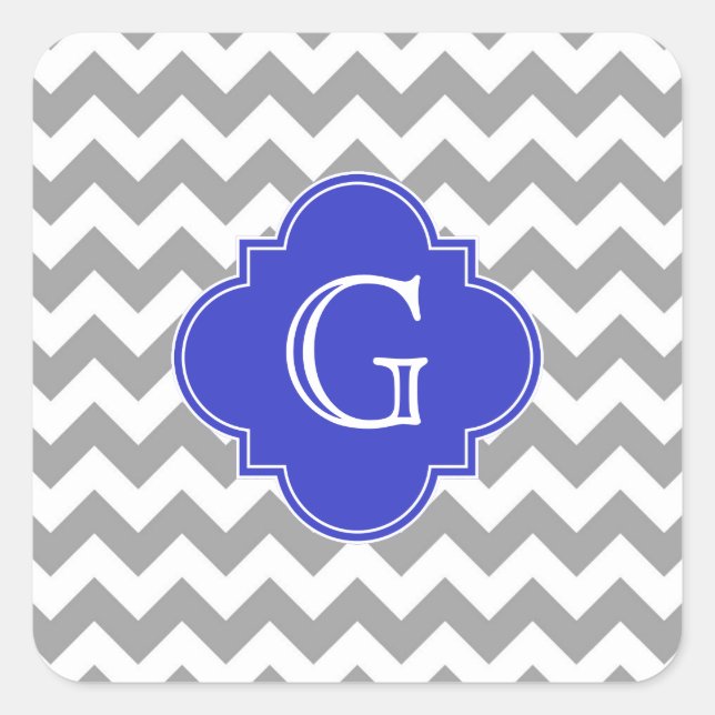 Sticker Carré Gray White Chevron Cobalt (Devant)