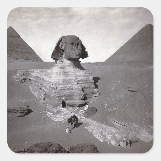 Sticker Carré Great Sphinx & Gizeh Pyramides Necropolis Egypte (Devant)
