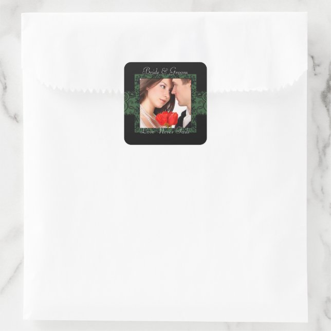 Sticker Carré Green and Black Love Never Fails Photo (Sac)