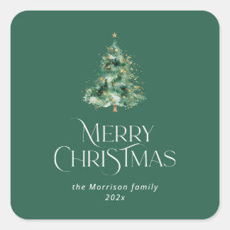 Sticker Carré Green Christmas tree